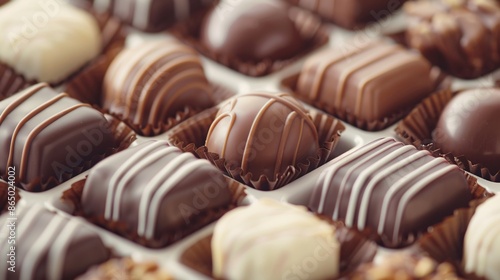 A luxurious advertisement for a new line of gourmet chocolates, featuring close-ups of the chocolates being crafted, packaged, and enjoyed, with a focus on the rich flavors and premium quality