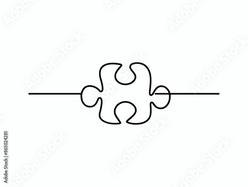 One-Line Puzzle: A Vector Graphic Depicting the Satisfaction of Finding the Perfect Fit