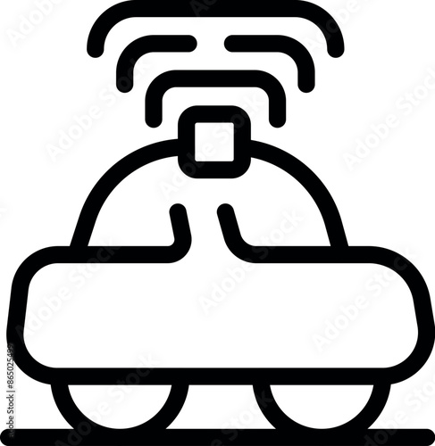 Self driving autonomous car icon showing driverless vehicle using wireless signals