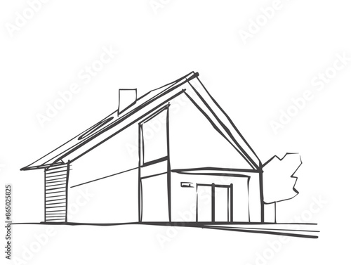 One-Line Minimalist House: A Zen-Like Abode Depicted in a Single Stroke of Pure Modernism
