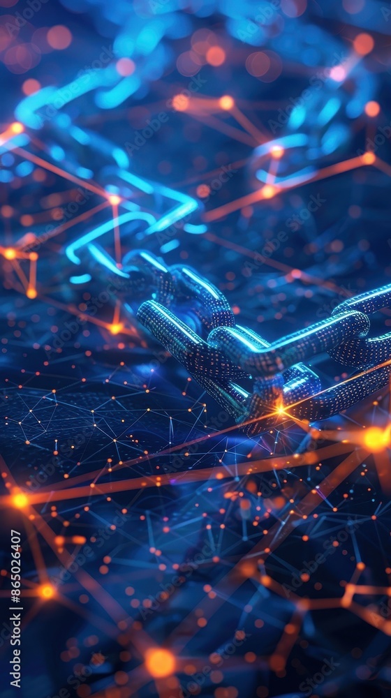 Abstract digital image with a glowing chain