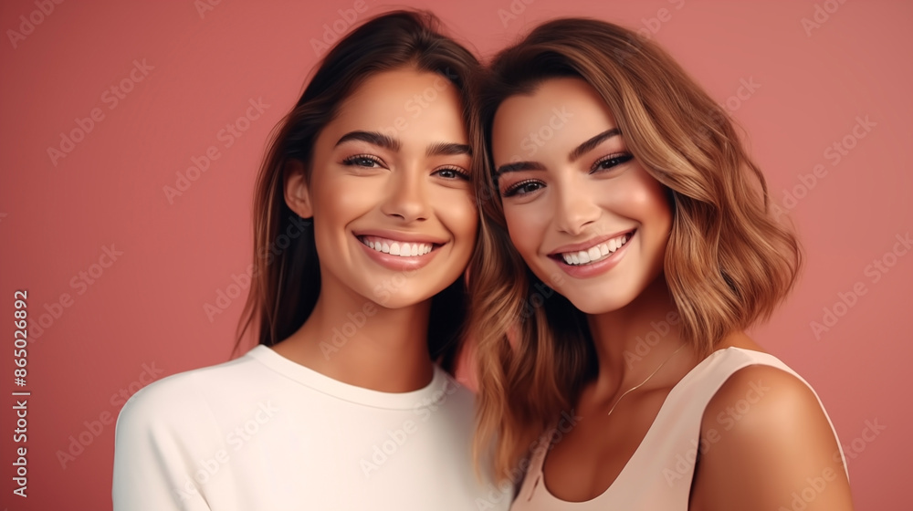 Bright and Cheerful Selfie of Two Women with Peach Background
Bright and Cheerful Selfie of Two Women with Peach Background