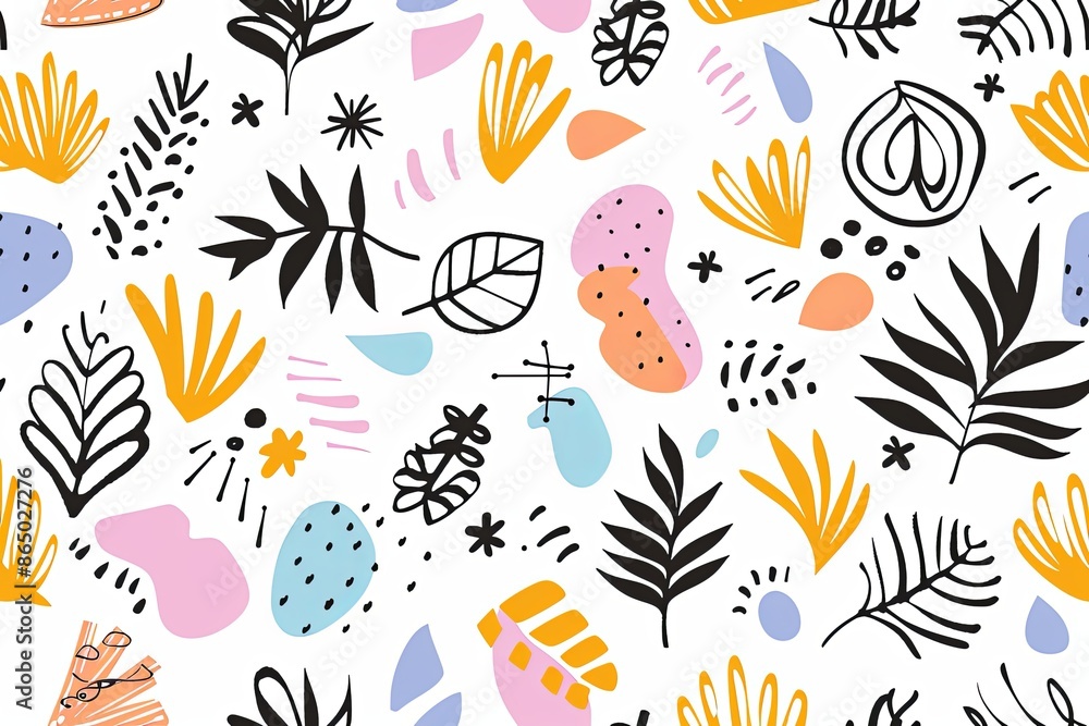 abstract doodle style tropical leaves abstract doodle style tropical leaves