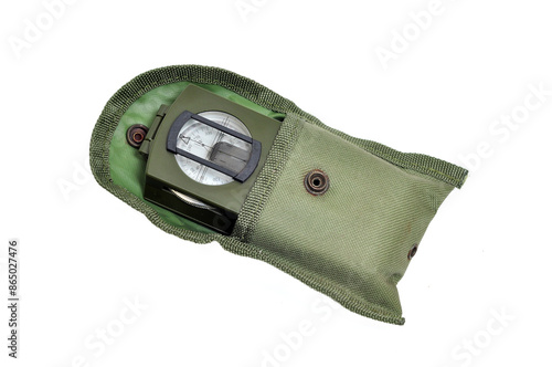 Compass military green color white background