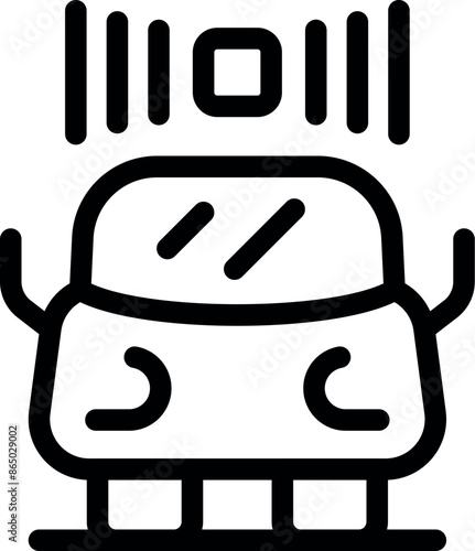 Line art icon of a futuristic vehicle using sensors for navigation