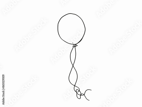 Minimalist One-Line Ascending Balloon: Embracing the Flight of Dreams and Freedom.