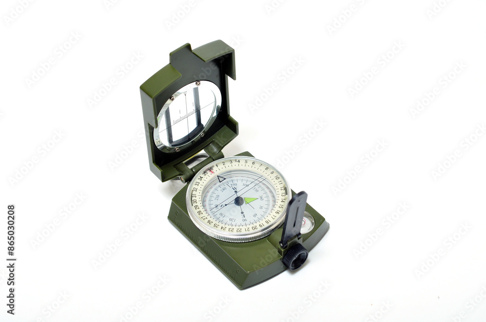 Compass military green color white background Compass military green color white background