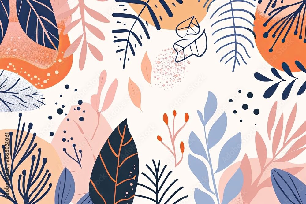 abstract doodle style tropical leaves abstract doodle style tropical leaves