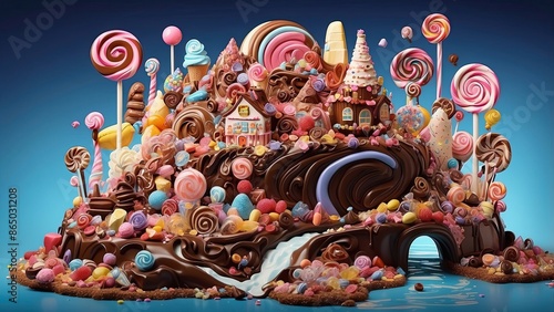 Fantasy world consisting of chocolate and candy, super sweet, dreamland, sugar paradise, candyland © Uzair