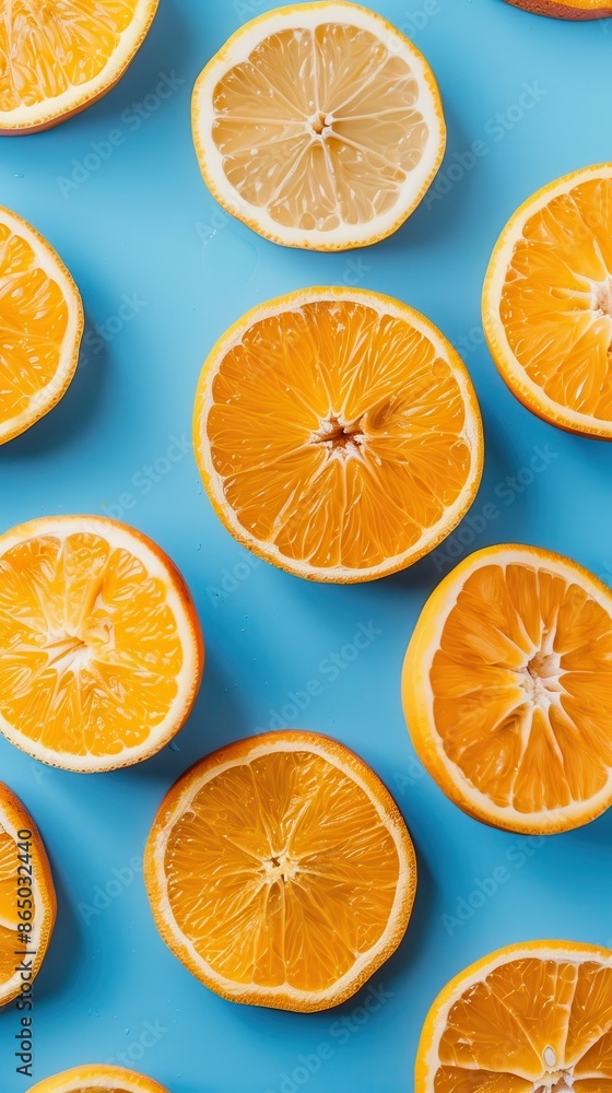 Close-up of citrus fruit on a blue background Close-up of citrus fruit on a blue background