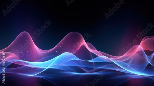 Abstract Blue and Pink Waves with Glowing Particles