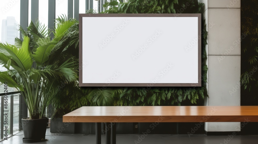 Blank Billboard Mockup in Modern Office Space Blank Billboard Mockup in Modern Office Space