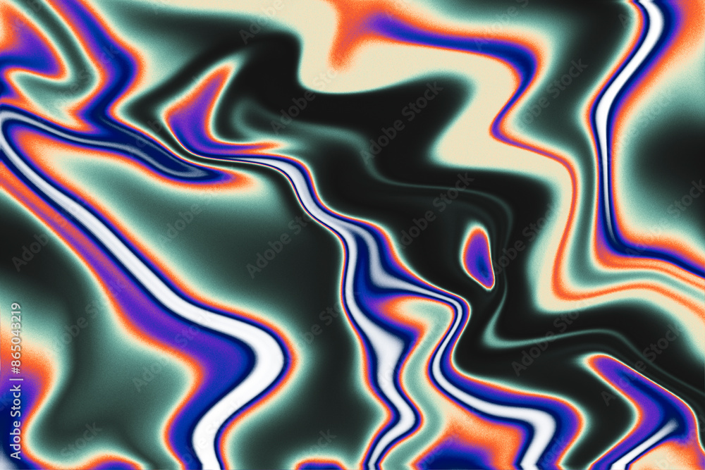 Fototapeta premium Abstract gradient background with grain texture. Liquid metal with thermal blur. Chromatic holographic retro backdrop. Trendy y2k design