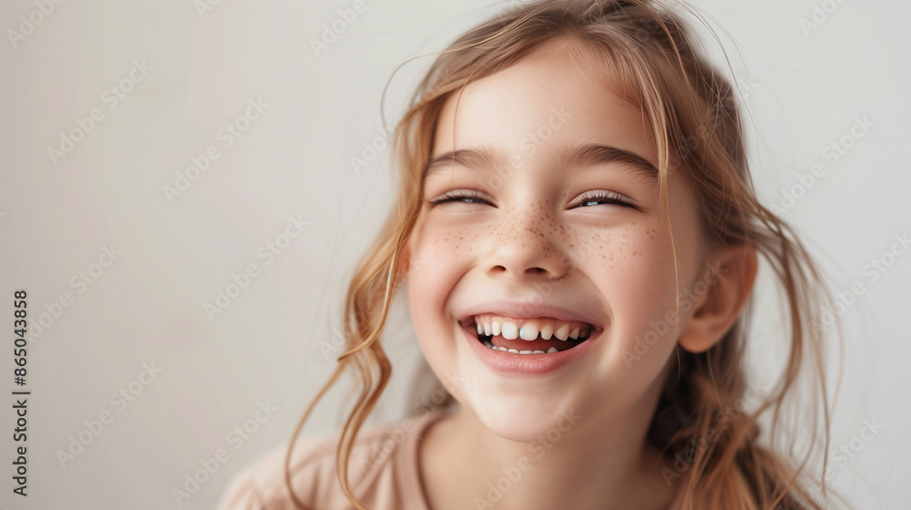 Niña sonriendo sobre un fondo liso Niña sonriendo sobre un fondo liso