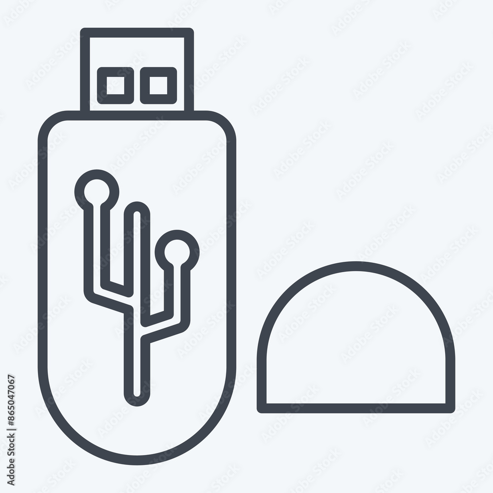 Icon USB. related to Office symbol. line style. simple design illustration Icon USB. related to Office symbol. line style. simple design illustration