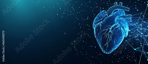 a blue glowing heart in space photo