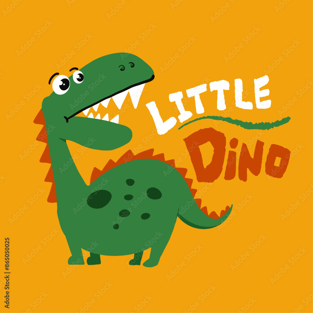 Naklejka premium little Dino funny dinosaur head drawing as vector for textile print tshirt