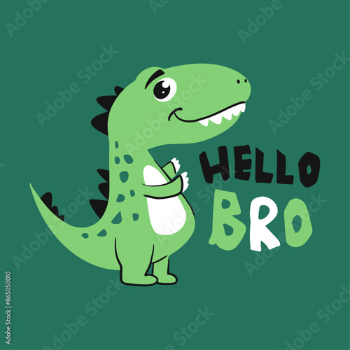 little Dino funny dinosaur head drawing as vector for textile print tshirt