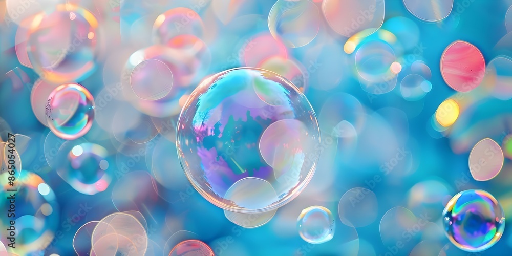 Vibrant soap bubbles reflecting a rainbow on a white background. Concept Soap Bubbles, Rainbow Reflection, Vibrant Colors, White Background Vibrant soap bubbles reflecting a rainbow on a white background. Concept Soap Bubbles, Rainbow Reflection, Vibrant Colors, White Background