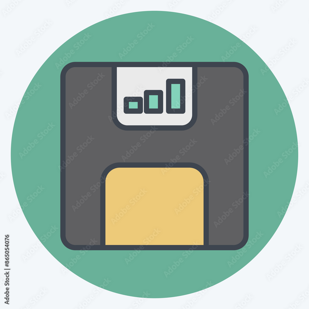 Icon Floppy Disk. related to Office symbol. color mate style. simple design illustration Icon Floppy Disk. related to Office symbol. color mate style. simple design illustration