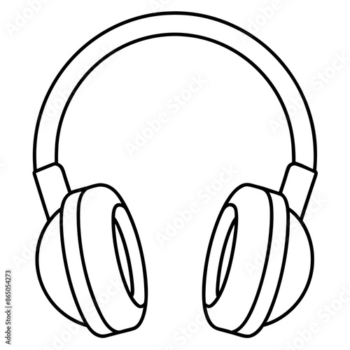 headphones outline coloring book page line art illustration digital drawing