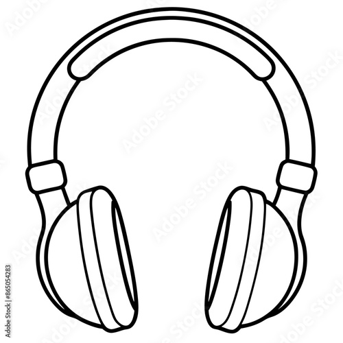 headphones outline coloring book page line art illustration digital drawing