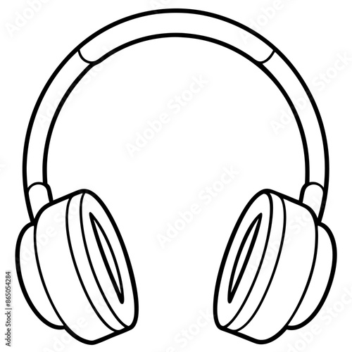 headphones outline coloring book page line art illustration digital drawing