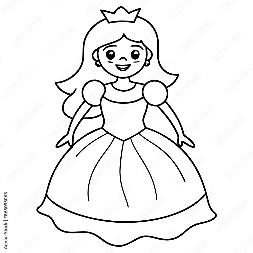 Fototapeta premium Princess Coloring Page for kids, Kids Drawing, Princess with different Pose