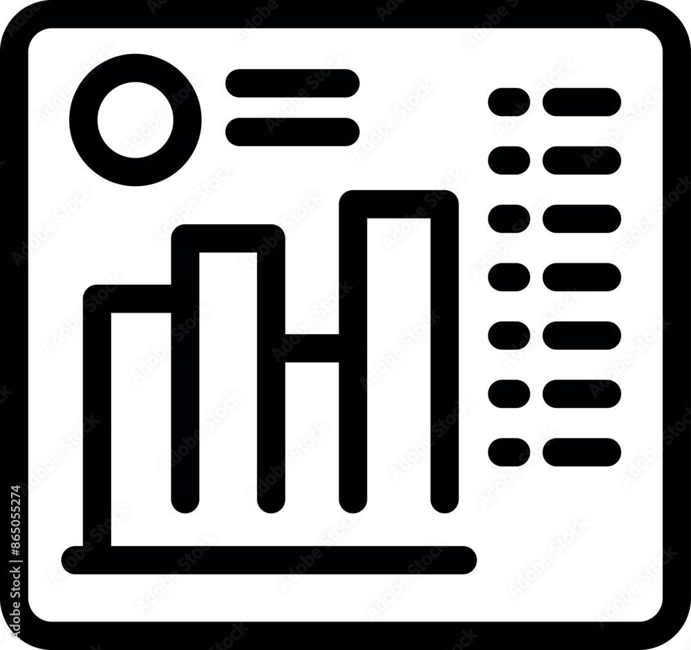 This icon of a business report is showing growing statistics with a bar chart This icon of a business report is showing growing statistics with a bar chart