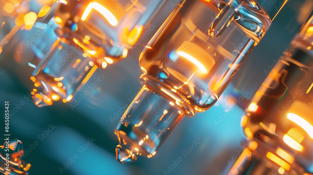 Ampoules in liquid bottom view : Generative AI Ampoules in liquid bottom view : Generative AI