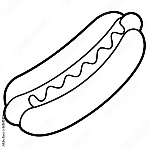 hot dog outline coloring book page line art illustration digital drawing