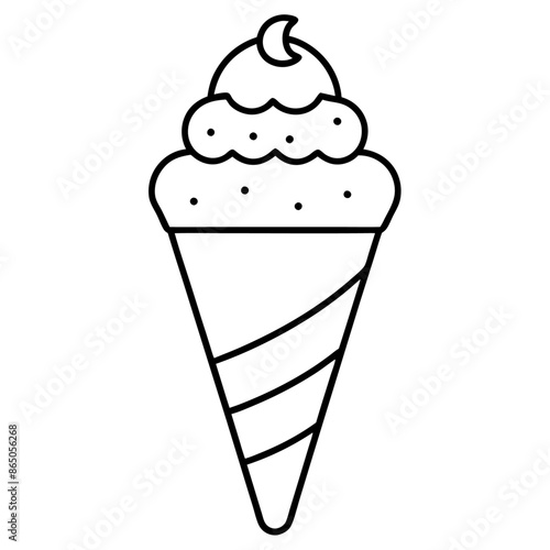icecream outline coloring book page line art illustration digital drawing