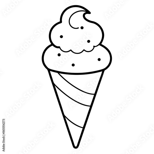 icecream outline coloring book page line art illustration digital drawing