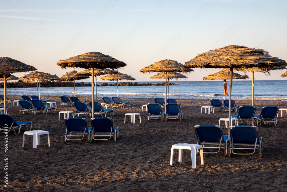 Santorini - Greece - May 17, 2024: Monolithos beach, Santorini, Cycladic Islands, Greece. Santorini - Greece - May 17, 2024: Monolithos beach, Santorini, Cycladic Islands, Greece.