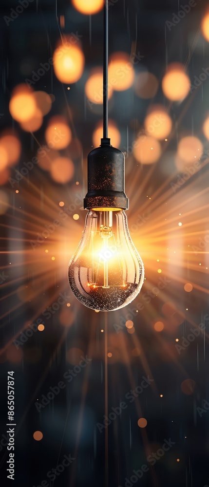 Illuminated light bulb glowing brightly against a blurred background with a warm bokeh effect, symbolizing inspiration and creativity. Illuminated light bulb glowing brightly against a blurred background with a warm bokeh effect, symbolizing inspiration and creativity.