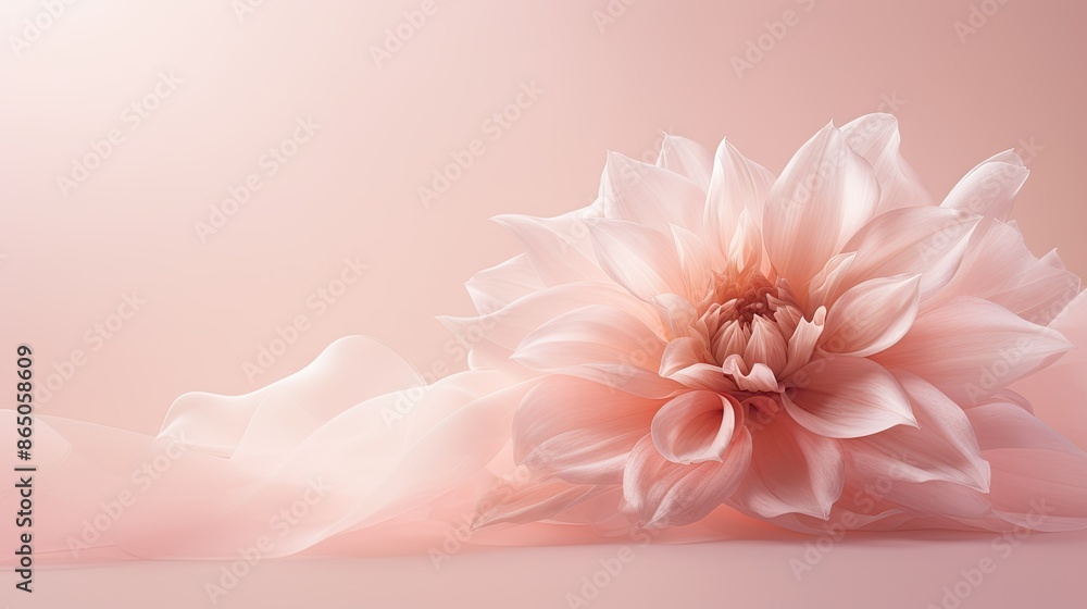 Fototapeta premium organza flower dahlia on a delicate powdery pink background