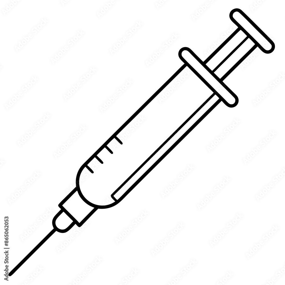 Fototapeta premium syringe outline coloring book page line art illustration digital drawing