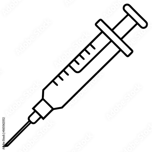 syringe outline coloring book page line art illustration digital drawing