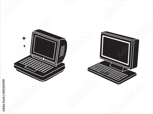 Computer silhouette design vector art AI Technology 