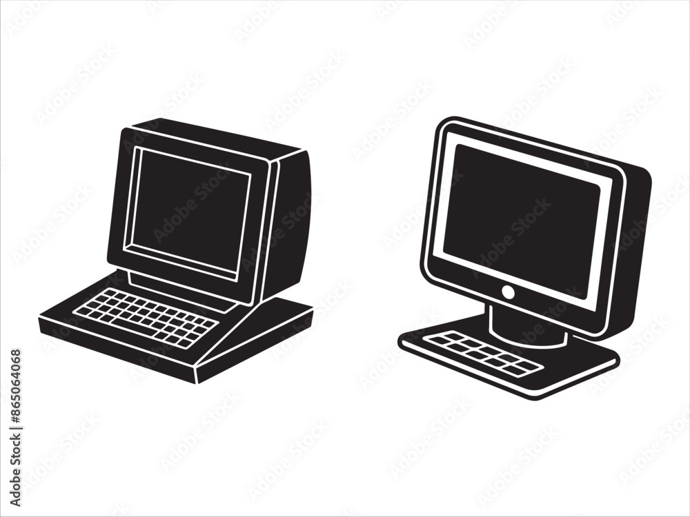 Computer silhouette design vector art AI Technology Computer silhouette design vector art AI Technology