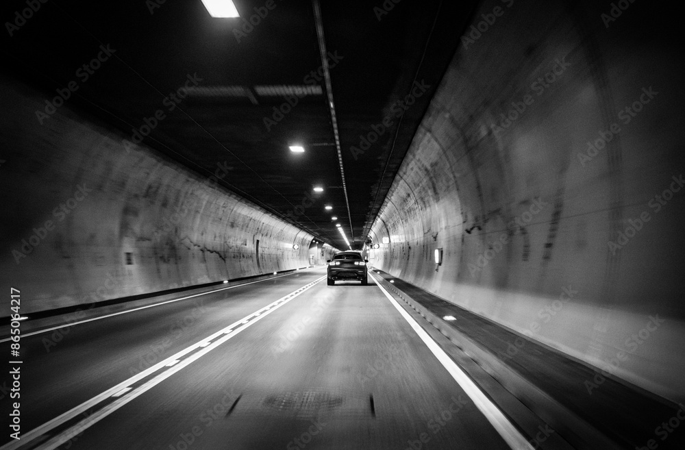 Fototapeta premium Traffic on highway in tunnel , Germany