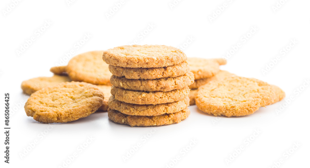 Tasty oatmeal cookies isolated on white background. Tasty oatmeal cookies isolated on white background.