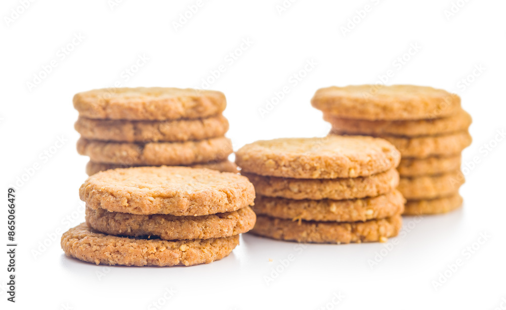 Tasty oatmeal cookies isolated on white background. Tasty oatmeal cookies isolated on white background.