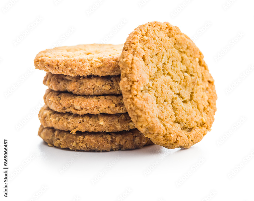 Tasty oatmeal cookies isolated on white background. Tasty oatmeal cookies isolated on white background.