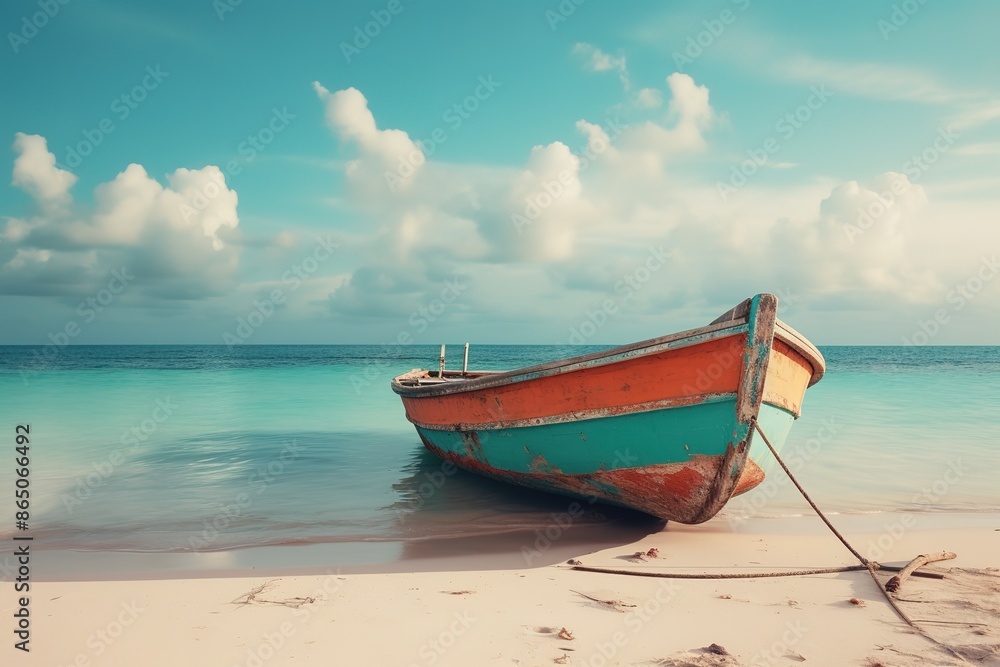 There are colorful boats setting out to sea, adding a vibrant and lively touch to the scene. The boats showcase various bright colors There are colorful boats setting out to sea, adding a vibrant and lively touch to the scene. The boats showcase various bright colors