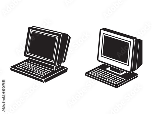 Computer silhouette design vector art AI Technology 