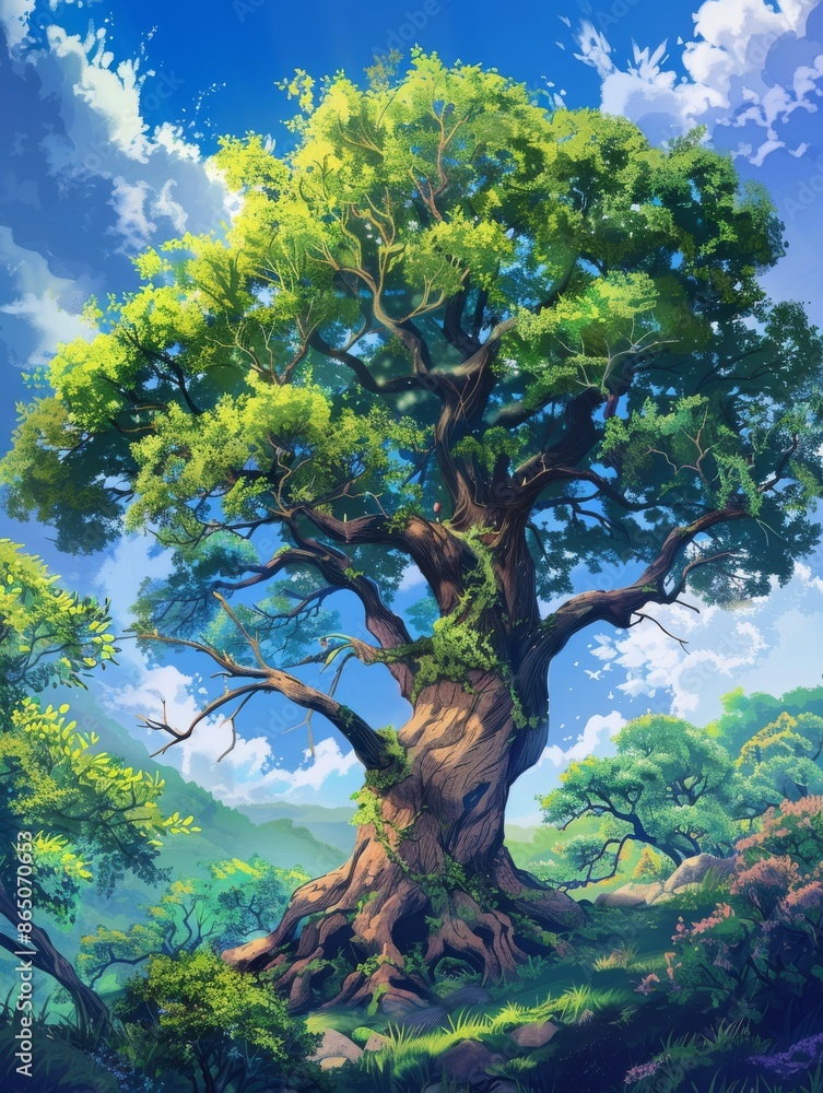 An ancient anime tree with visible asymptotes, highlighted in a ...