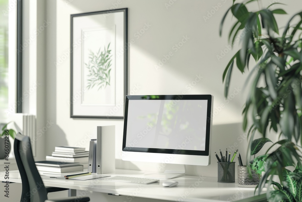 Office setting photo frame mockup Office setting photo frame mockup
