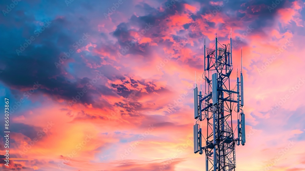 The Intersection of Connectivity and Nature A Stunning Cell Tower Against a Colorful Sky The Intersection of Connectivity and Nature A Stunning Cell Tower Against a Colorful Sky