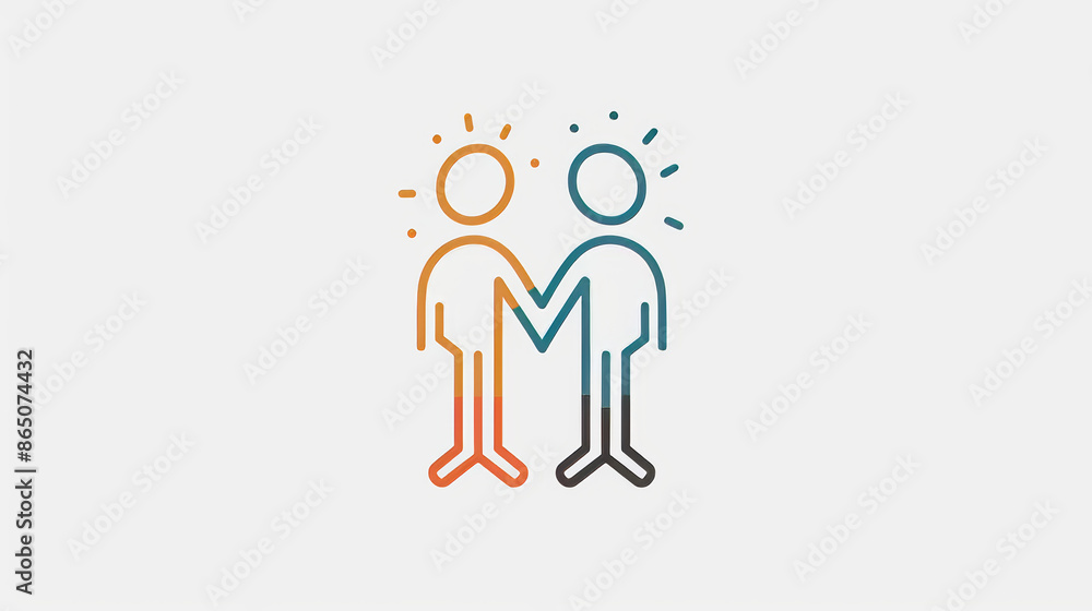 A simple friendship icon in a thin line style, isolated on a white background. A simple friendship icon in a thin line style, isolated on a white background.